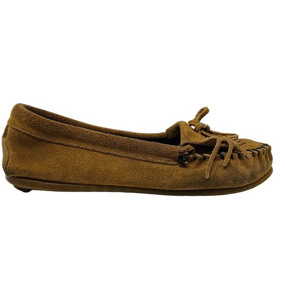 Minnetonka Moccasin Slip On Shoe Casual Tan Brown - 6 - Picture 1 of 7